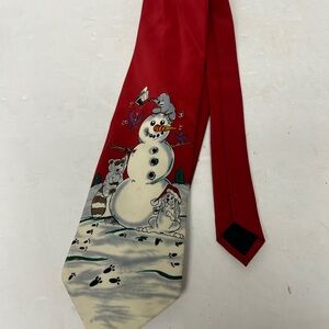 Festive Red Snowman Tie